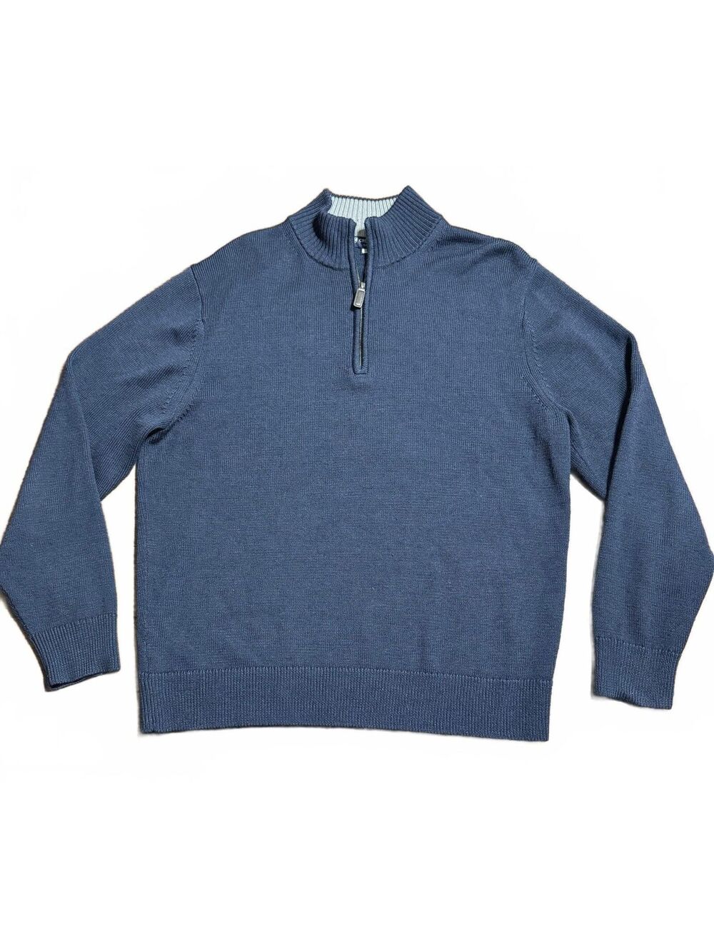 Cremieux Mens Quarter Zip 1/4 Wool Blend Sweater L Navy Blue Pullover Classics